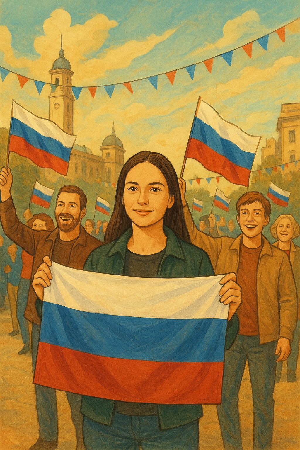Flashmob por el Día de la Bandera Nacional de Rusia en Argentina